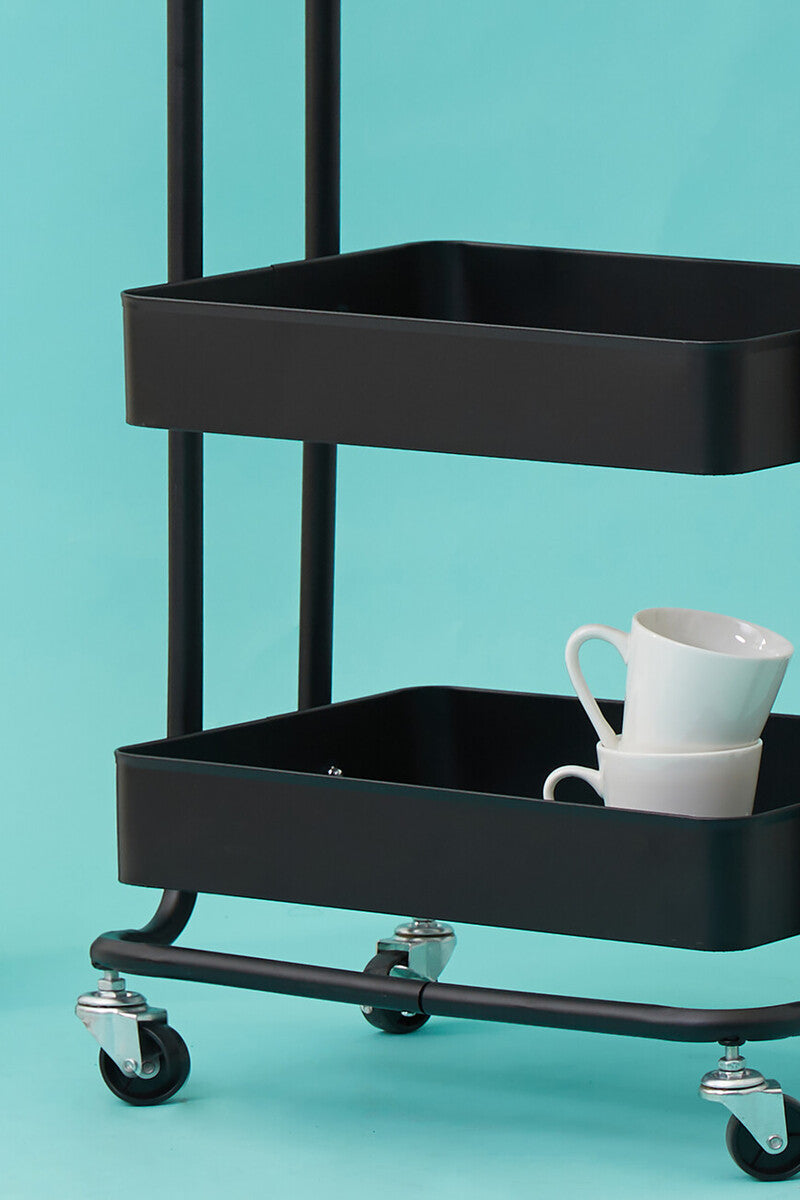 Three Tier Black Metal Trolley | Acero
