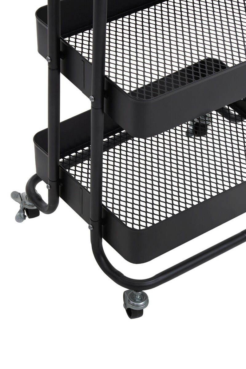 Three Tier Black Metal Trolley | Acero